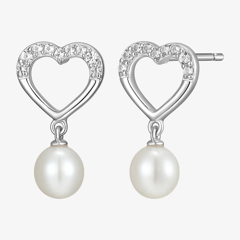 Womens White Cultured Freshwater Pearl Sterling Silver Heart 2-pc. Jewelry Set