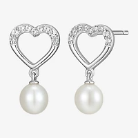 Womens White Cultured Freshwater Pearl Sterling Silver Heart 2-pc. Jewelry Set