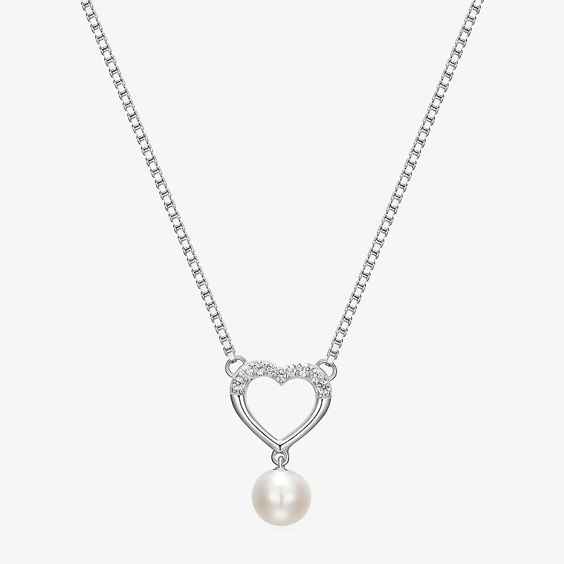 Womens White Cultured Freshwater Pearl Sterling Silver Heart 2-pc. Jewelry Set