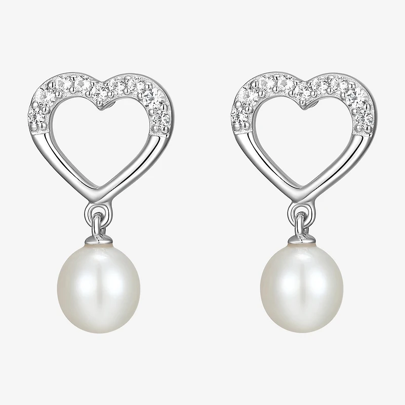 Womens White Cultured Freshwater Pearl Sterling Silver Heart 2-pc. Jewelry Set