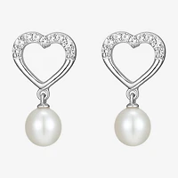 Womens White Cultured Freshwater Pearl Sterling Silver Heart 2-pc. Jewelry Set