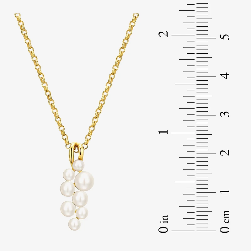 Womens White Cultured Freshwater Pearl 18K Gold Over Silver 18 Inch Pendant Necklace