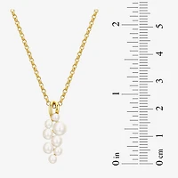 Womens White Cultured Freshwater Pearl 18K Gold Over Silver 18 Inch Pendant Necklace