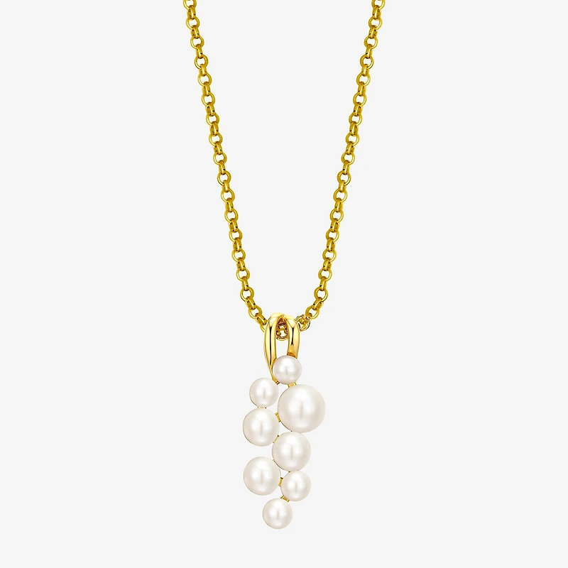 Womens White Cultured Freshwater Pearl 18K Gold Over Silver 18 Inch Pendant Necklace