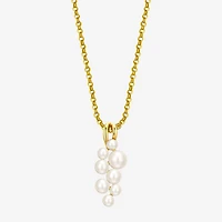 Womens White Cultured Freshwater Pearl 18K Gold Over Silver 18 Inch Pendant Necklace