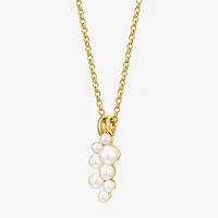Womens White Cultured Freshwater Pearl 18K Gold Over Silver 18 Inch Pendant Necklace