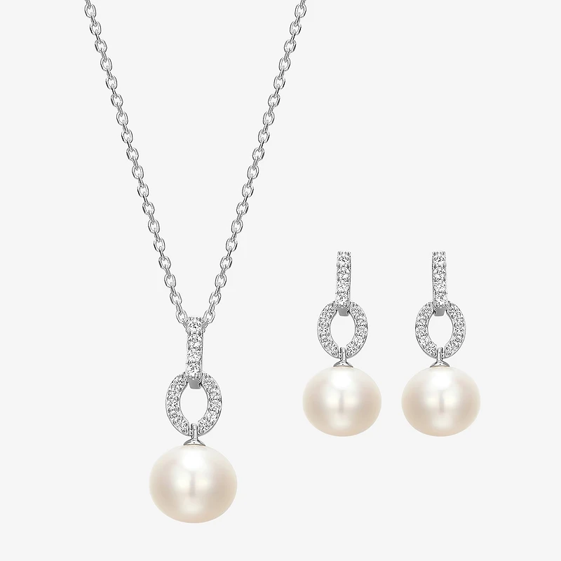 Womens White Cultured Freshwater Pearl Sterling Silver -pc. Jewelry Set