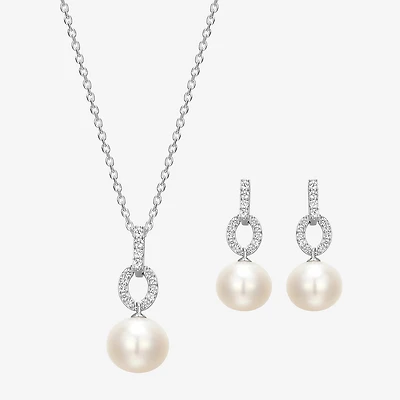 Womens White Cultured Freshwater Pearl Sterling Silver 2-pc. Jewelry Set