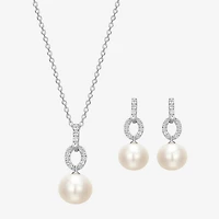 Womens White Cultured Freshwater Pearl Sterling Silver -pc. Jewelry Set