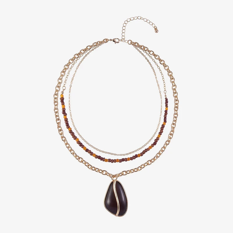 Mixit Layered Womens 16 Inch Pendant Necklace