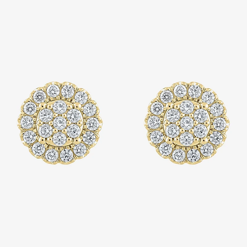 Diamond Blossom (G,Si2) 1 CT. T.W. Lab Grown White Diamond 10K Gold 11mm Round Stud Earrings