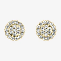 Diamond Blossom (G,Si2) 1 CT. T.W. Lab Grown White Diamond 10K Gold 11mm Round Stud Earrings