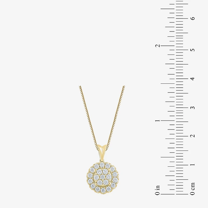 Diamond Blossom (Si2/G) Womens 1/2 CT. T.W. Lab Grown White Diamond 10K Gold Round 18 Inch Pendant Necklace