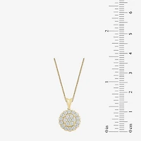 Diamond Blossom (Si2/G) Womens 1/2 CT. T.W. Lab Grown White Diamond 10K Gold Round 18 Inch Pendant Necklace
