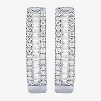 (G/Si2) Womens 1 CT. T.W. Lab Grown White Diamond 10K Gold 23.3mm Hoop Earrings