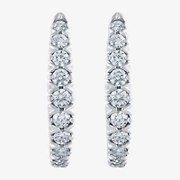 G/Si2) Womens 1/ CT. T.W. Lab Grown White Diamond 10K Gold 21.9mm Hoop Earrings