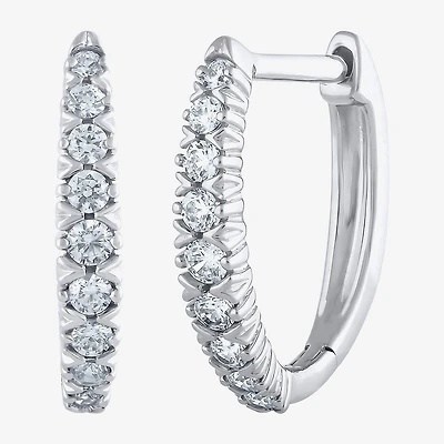 G/Si2) Womens 1/ CT. T.W. Lab Grown White Diamond 10K Gold 21.9mm Hoop Earrings