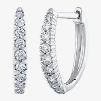 G/Si2) Womens 1/ CT. T.W. Lab Grown White Diamond 10K Gold 21.9mm Hoop Earrings