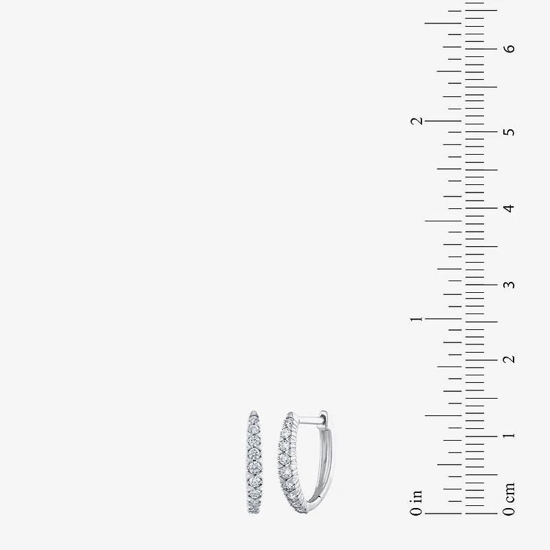 G/Si2) Womens 1/ CT. T.W. Lab Grown White Diamond 10K Gold 21.9mm Hoop Earrings