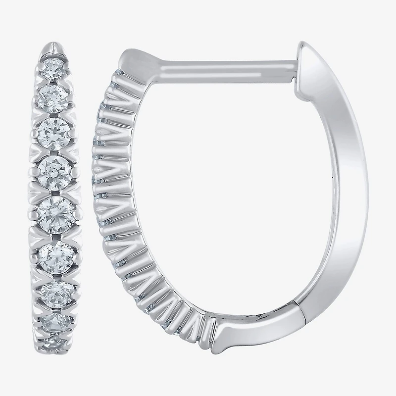 G/Si2) Womens 1/ CT. T.W. Lab Grown White Diamond 10K Gold 21.9mm Hoop Earrings