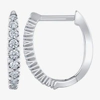 G/Si2) Womens 1/ CT. T.W. Lab Grown White Diamond 10K Gold 21.9mm Hoop Earrings