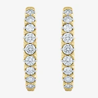 (G-Si2) Womens 1 CT. T.W. Lab Grown White Diamond 10K Gold 21.9mm Hoop Earrings