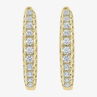 G-Si2) Womens 1/ CT. T.W. Lab Grown White Diamond 10K Gold 18.8mm Hoop Earrings