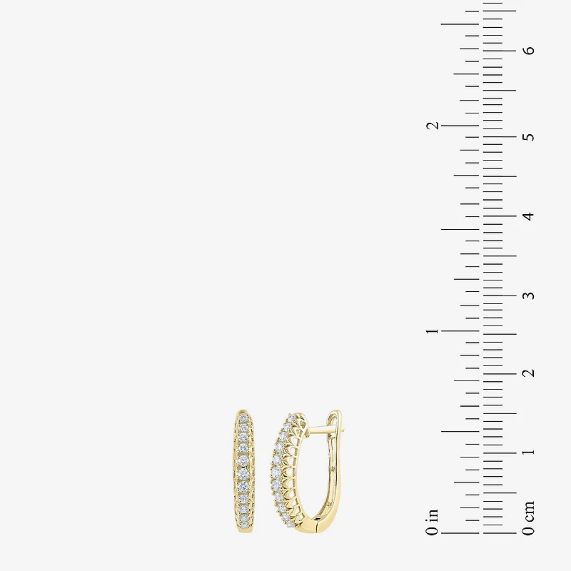 G-Si2) Womens 1/ CT. T.W. Lab Grown White Diamond 10K Gold 18.8mm Hoop Earrings