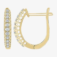 G-Si2) Womens 1/ CT. T.W. Lab Grown White Diamond 10K Gold 18.8mm Hoop Earrings