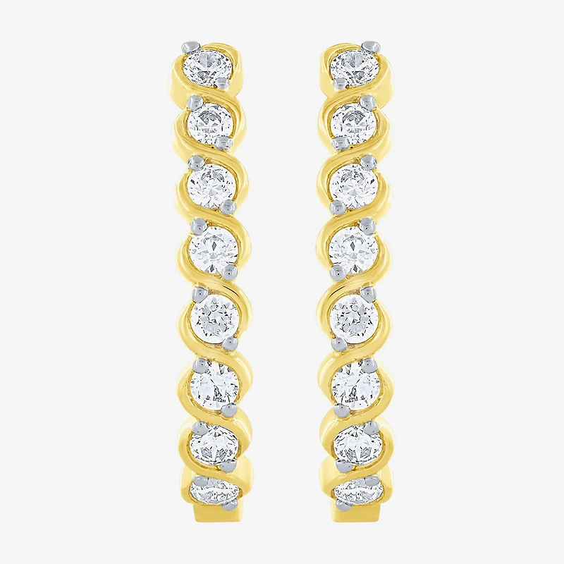 G-Si2) Womens 1/ CT. T.W. Lab Grown White Diamond 10K Gold 18.8mm Hoop Earrings
