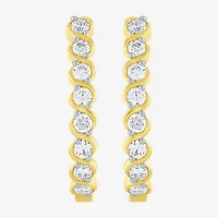 G-Si2) Womens 1/ CT. T.W. Lab Grown White Diamond 10K Gold 18.8mm Hoop Earrings
