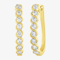 G-Si2) Womens 1/ CT. T.W. Lab Grown White Diamond 10K Gold 18.8mm Hoop Earrings