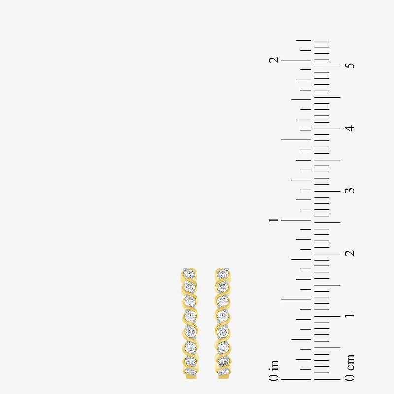 G-Si2) Womens 1/ CT. T.W. Lab Grown White Diamond 10K Gold 18.8mm Hoop Earrings