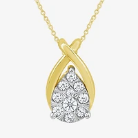 Diamond Blossom (G Womens Diamond Accent Lab Grown White Diamond 10K Gold Pear 18 Inch Pendant Necklace