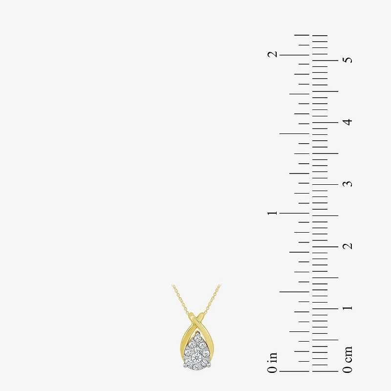 Diamond Blossom (G Womens Diamond Accent Lab Grown White Diamond 10K Gold Pear 18 Inch Pendant Necklace