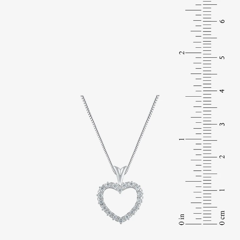 (G/ Si2 ) Womens 1/4 CT. T.W. Lab Grown White Diamond 10K Gold Heart 18 Inch Pendant Necklace