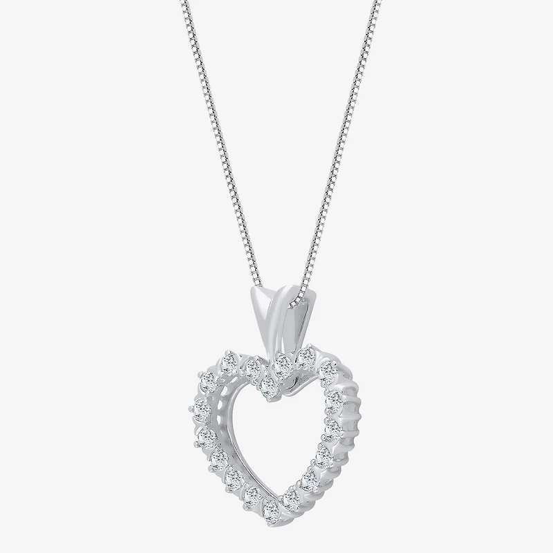 (G/ Si2 ) Womens 1/4 CT. T.W. Lab Grown White Diamond 10K Gold Heart 18 Inch Pendant Necklace