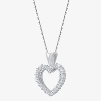 (G/ Si2 ) Womens 1/4 CT. T.W. Lab Grown White Diamond 10K Gold Heart 18 Inch Pendant Necklace