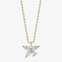 Flower (Si2/G) Womens 3/4 CT. T.W. Lab Grown White Diamond 10K Gold Flower 18 Inch Pendant Necklace