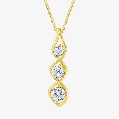(Si2/ G) Womens 1/2 CT. T.W. Lab Grown White Diamond 10K Gold 18 Inch Pendant Necklace