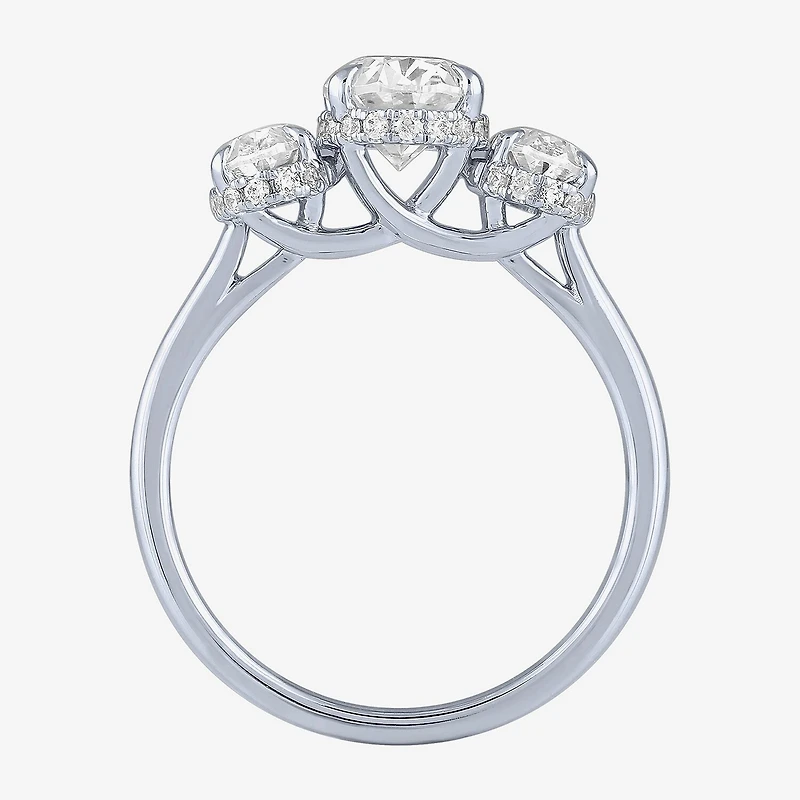 Love Lives Forever (G / Si2) Womens 2 CT. T.W. Lab Grown White Diamond 10K Gold Oval 3-Stone Engagement Ring