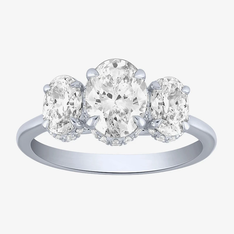 Love Lives Forever (G / Si2) Womens 2 CT. T.W. Lab Grown White Diamond 10K Gold Oval 3-Stone Engagement Ring