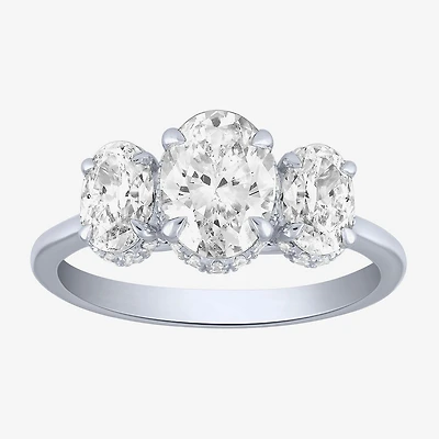 Love Lives Forever (G / Si2) Womens 2 CT. T.W. Lab Grown White Diamond 10K Gold Oval 3-Stone Engagement Ring