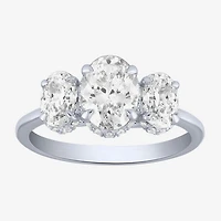 Love Lives Forever (G / Si2) Womens 2 CT. T.W. Lab Grown White Diamond 10K Gold Oval 3-Stone Engagement Ring