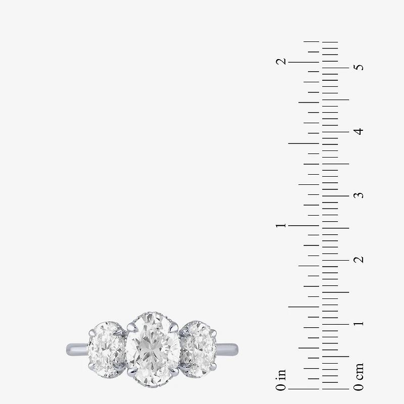 Love Lives Forever (G / Si2) Womens 2 CT. T.W. Lab Grown White Diamond 10K Gold Oval 3-Stone Engagement Ring