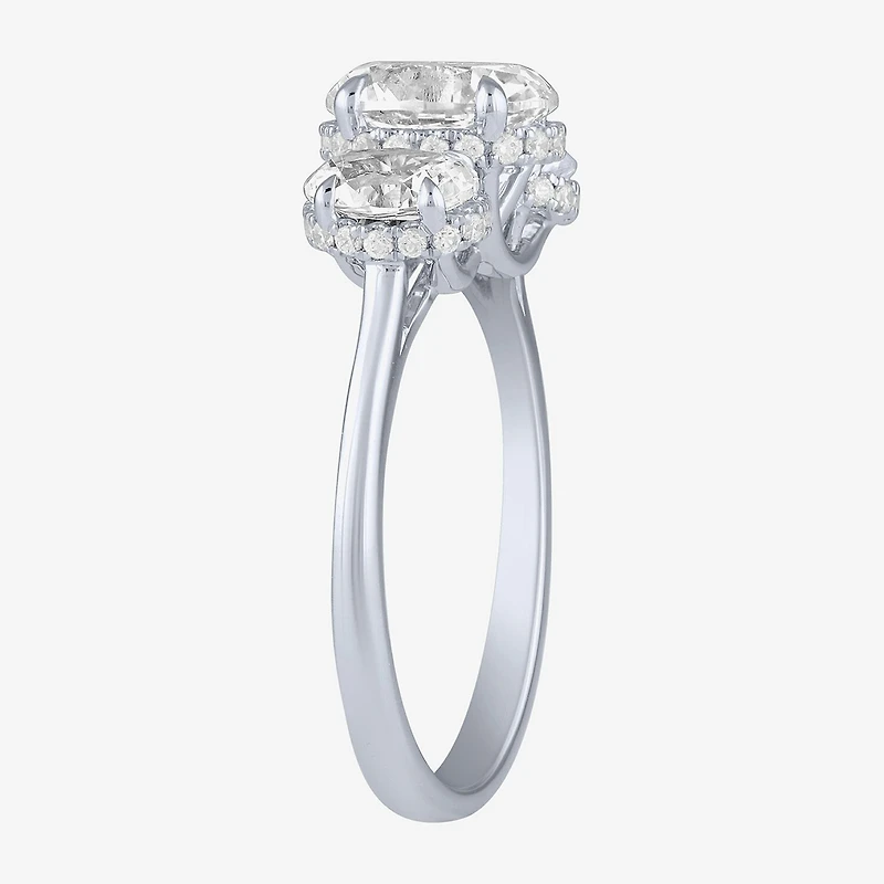 Love Lives Forever (G / Si2) Womens 2 CT. T.W. Lab Grown White Diamond 10K Gold Oval 3-Stone Engagement Ring