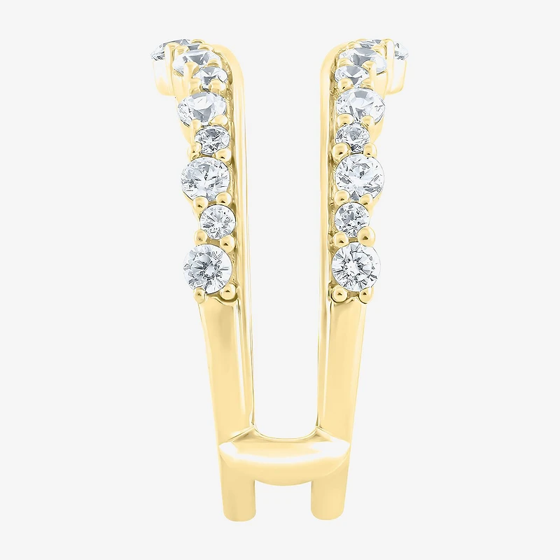 (G / Si2) Womens 1 CT. T.W. Lab Grown White Diamond 10K Gold Side Stone Ring Guard