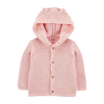 Carter's Baby Girls Hooded Long Sleeve Button Cardigan