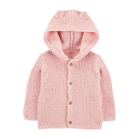 Carter's Baby Girls Hooded Long Sleeve Button Cardigan