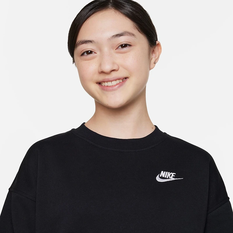 Nike Club Big Kid Girls Crew Neck Fleece Long Sleeve Sweatshirt